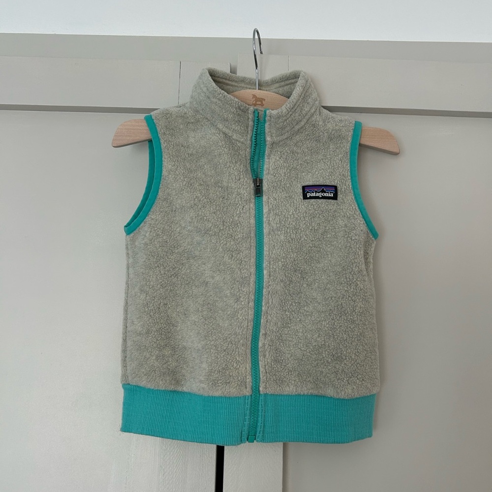 Patagonia toddler 2T Gray and Teal Fleece Vest